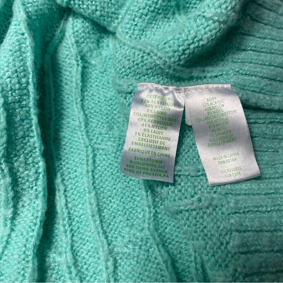 Lilly Pulitzer Dario Embellished Cable-Knit Aqua color Sweater.  Sz XL - Picture 10 of 12
